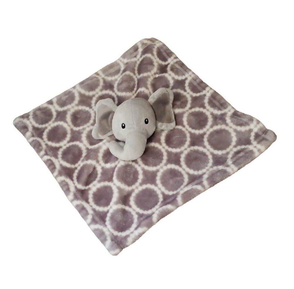 HB Hudson Elephant Gray Plush w White Circles Baby Security Blanket Lovey EUC